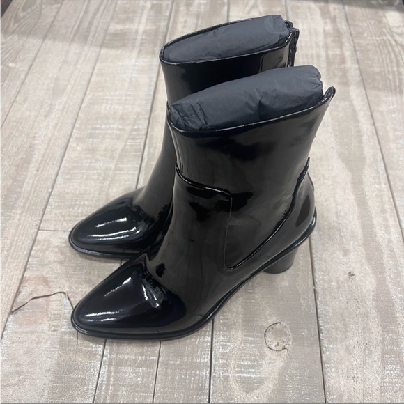 Rag & Bone Wiley Leather High Ankle Boots Black Patent size 6.5 - Picture 3 of 5